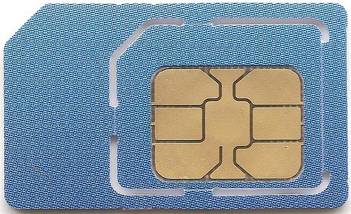 Image of common cellular SIM card, courtesy of Wikimedia, public domain